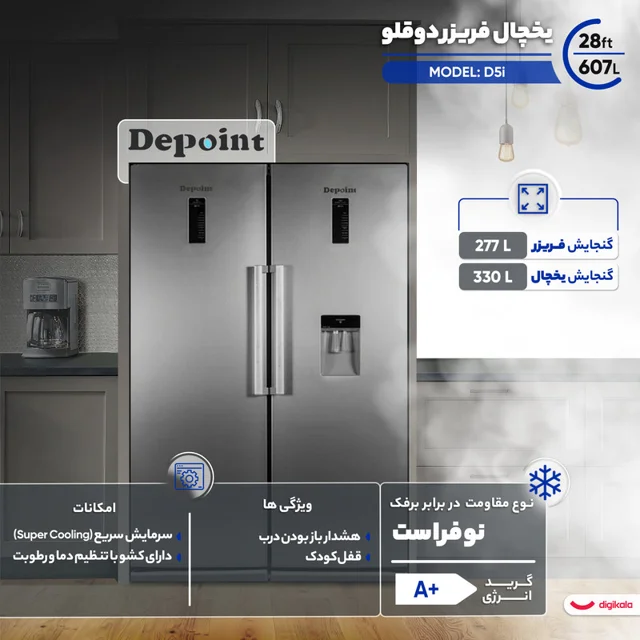 یخچال فریزر دوقلو 28 فوت دیپوینت مدل D5i 102592992